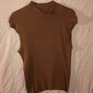 Sleeveless Tan Turtleneck
